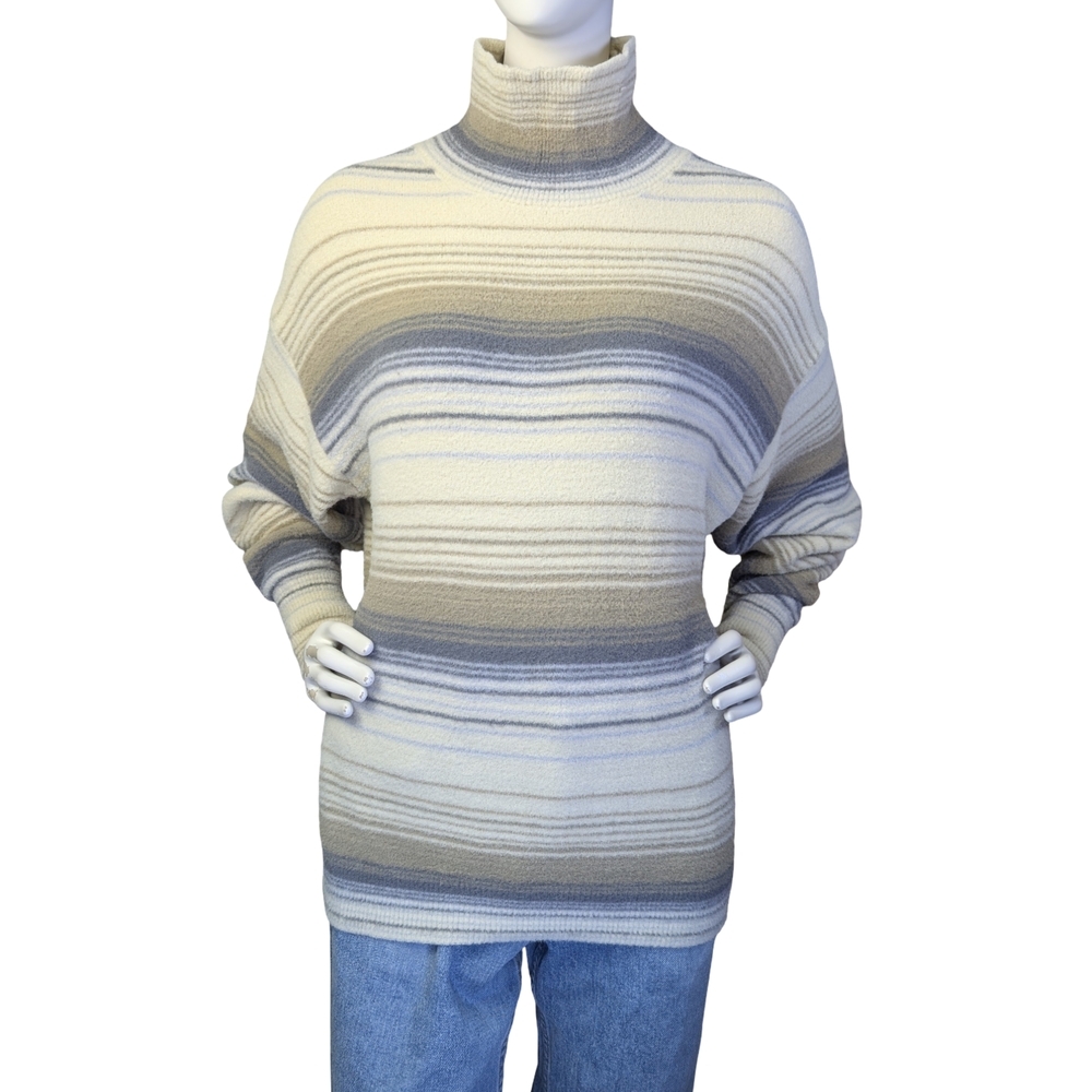 Wilfred Free Aritzia Fuzzy Striped Turtleneck, Size Small